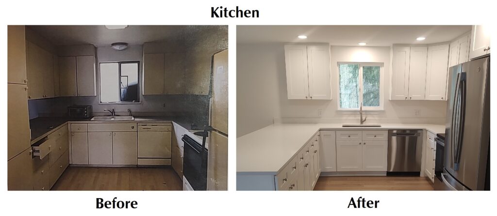 before and after of the kitchen